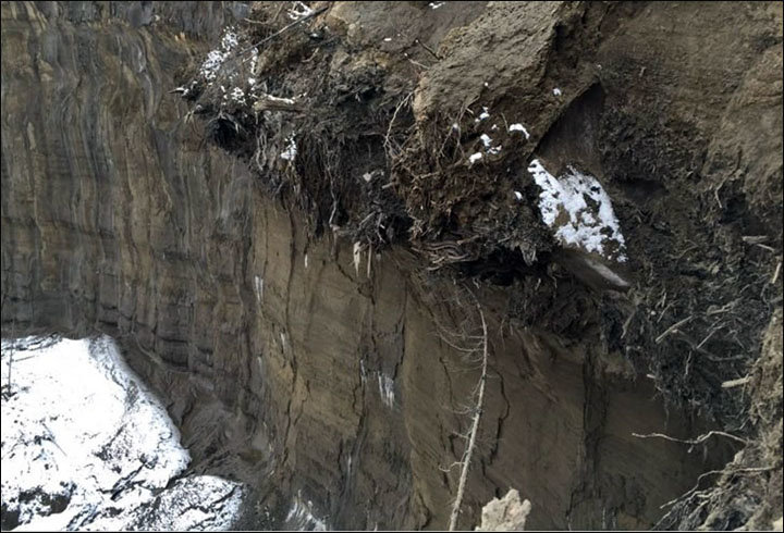 Batagaika crater, Siberia. Inner insider walls
