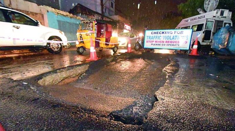 Sinkhole in Hyderabad, India