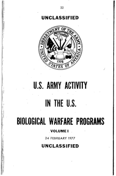 U.S. Army Activity in the U.S. Biological Warfare Programs