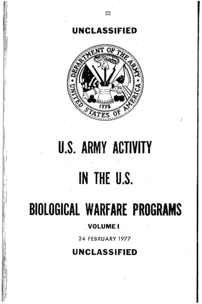 Click to enlarge U.S. Army Activity in the U.S. Biological Warfare Programs