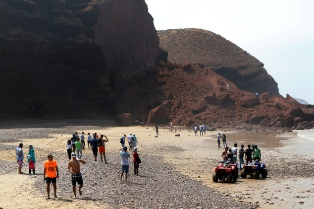 Morocco, Legzira beach rock arches crumble
