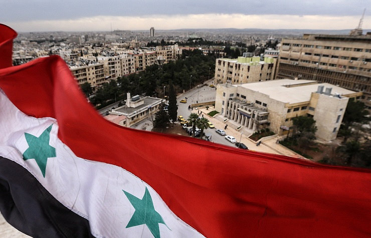 Syrian flag over Syria