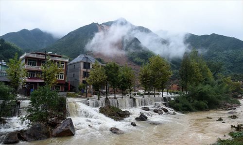 Photo taken on Sept. 29, 2016 shows the accident site after a landslide hit Sucun Village of Suichang County, east China's Zhejiang Province.