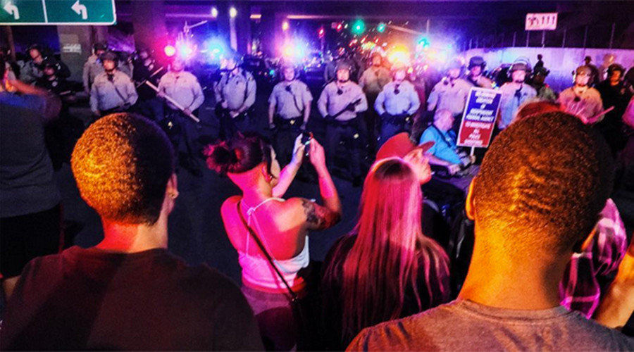 protesters in El Cajon, California