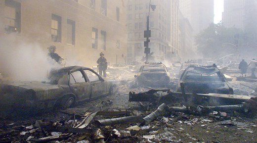 9/11 cars smolder