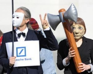 Click to enlarge Deutsche Bank protesters