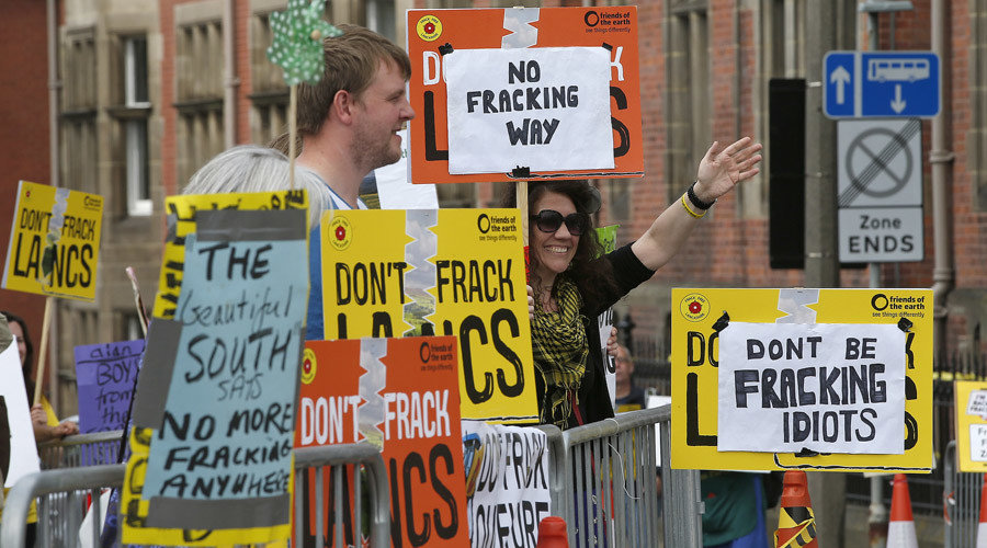 Antri-fracking protesters in Preston, Britain