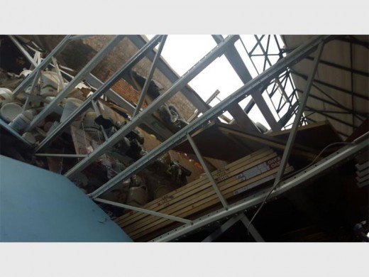 Part of the roof was ripped off Cashbuild in Naas was ripped off and a section of a wall also collapsed.