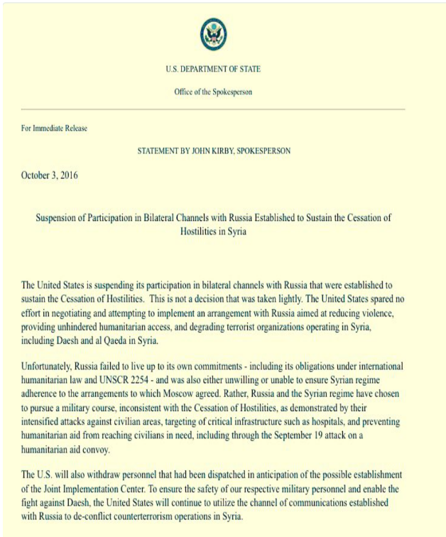 Statement by John Kirby