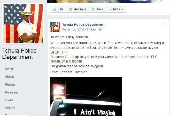 police facebook clown post
