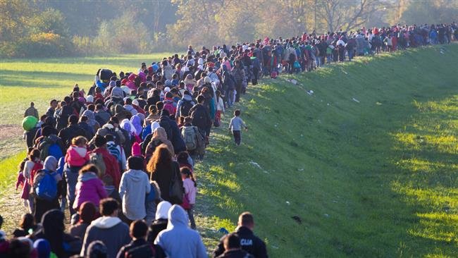 Column of refugees