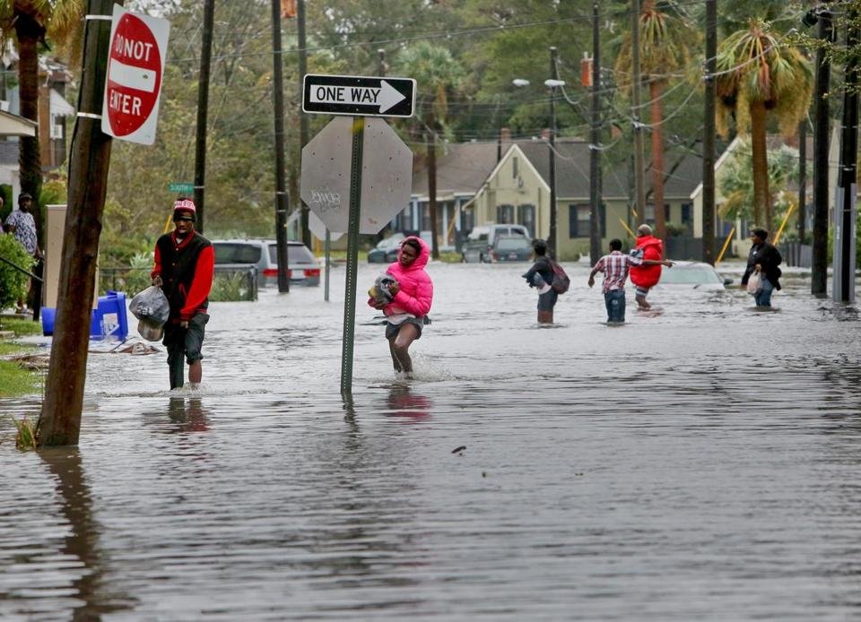 Residents in Charleston, S.C., contended with high water Saturday.