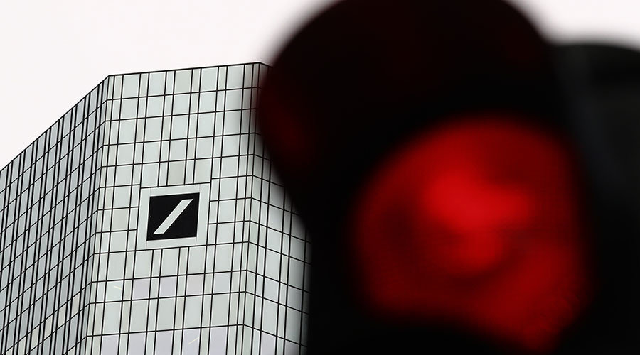 Deutsche Bank building and stop light