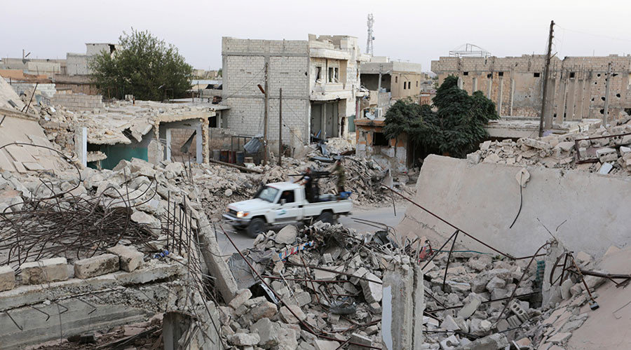 Click to enlarge Damaged buildings in Aleppo, Syria