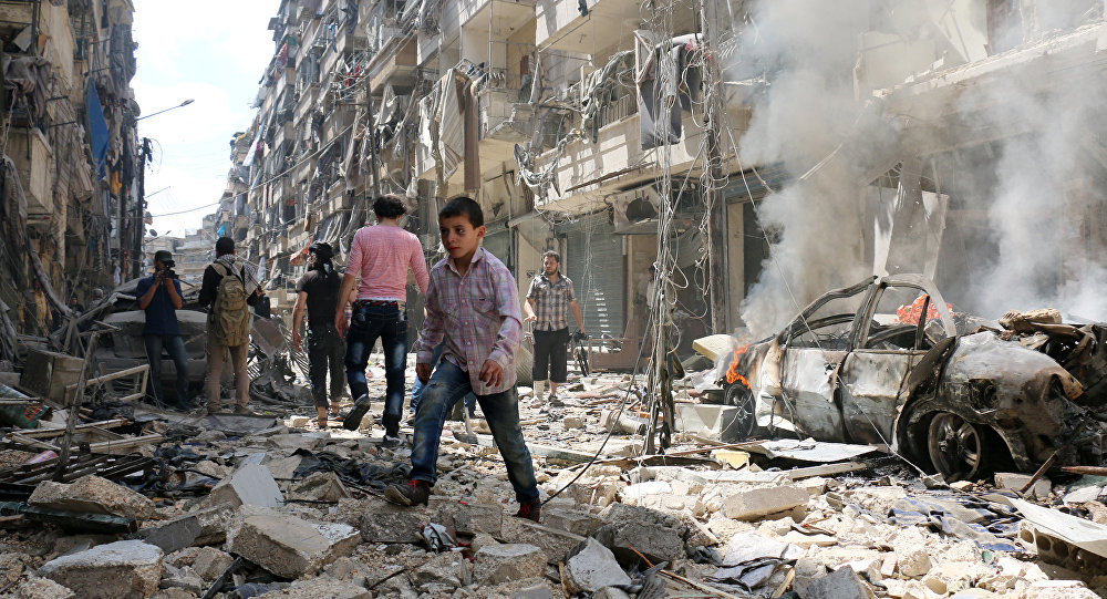 Destroyed Aleppo buildings
