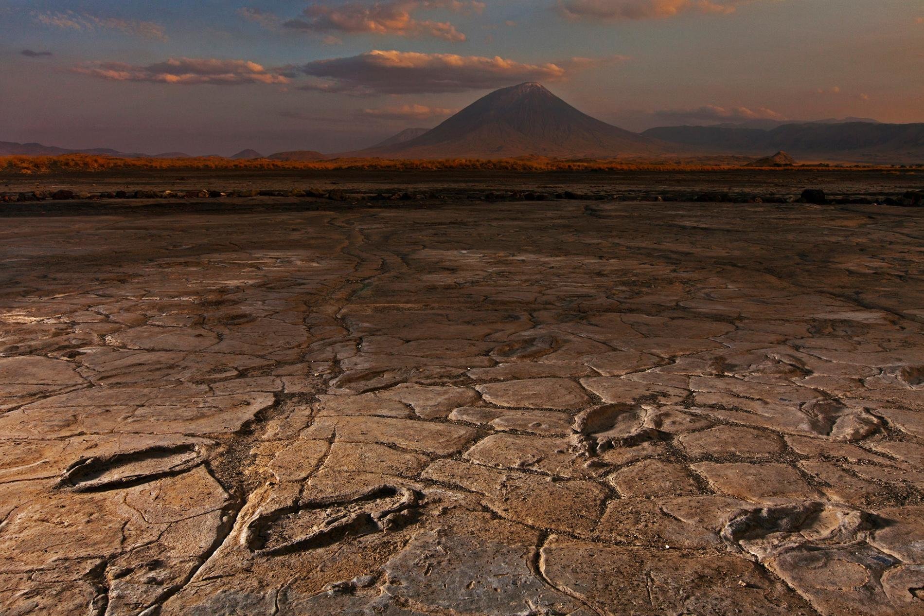 Click to enlarge ancient human footprints