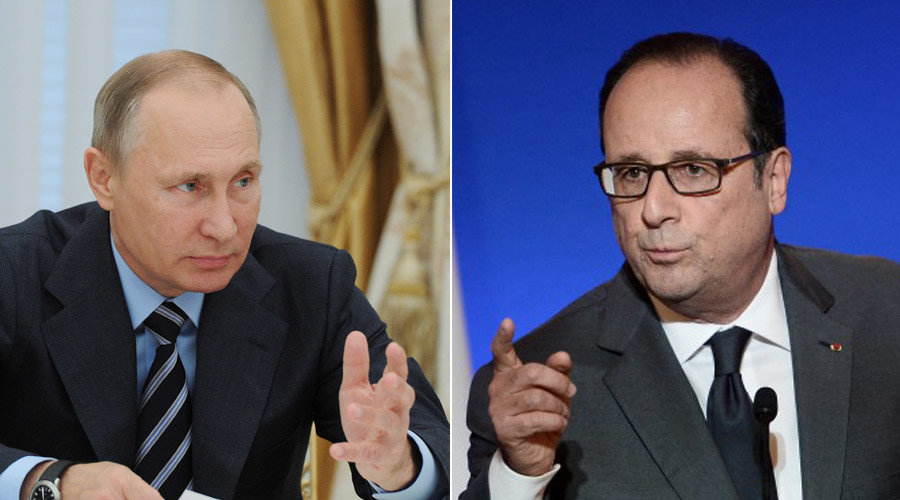 Russian President Vladimir Putin and French President Francois Hollande 