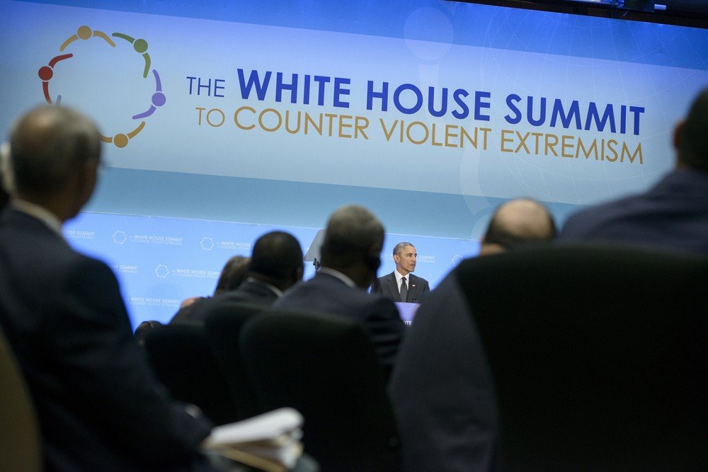 Click to enlarge President Barack Obama speaks during the White House Summit on Countering Violent Extremism