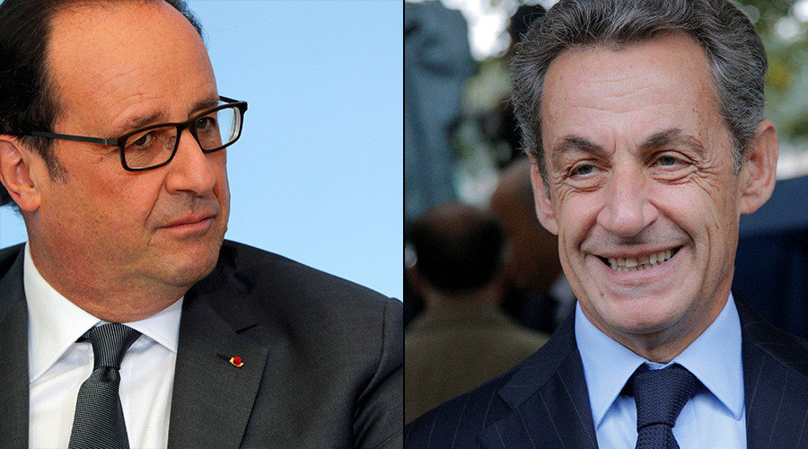 French President Francois Hollande and Former French President Nicolas Sarkozy 