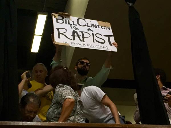 Clinton rapist speech interruption