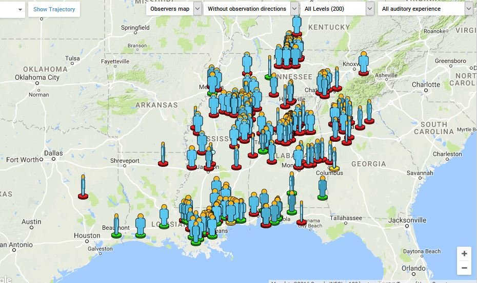 south central US meteor map