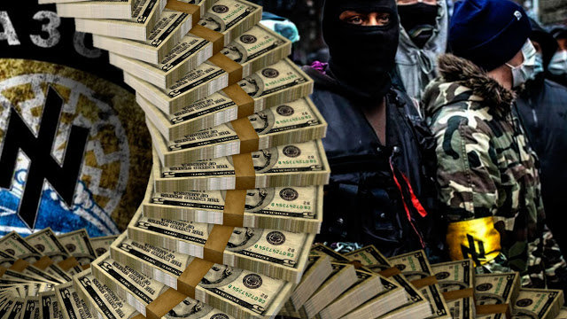 Dollars and Ukraine nationalists graphic