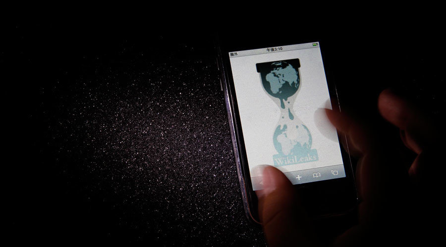 Click to enlarge Wikileaks logo on smart phone
