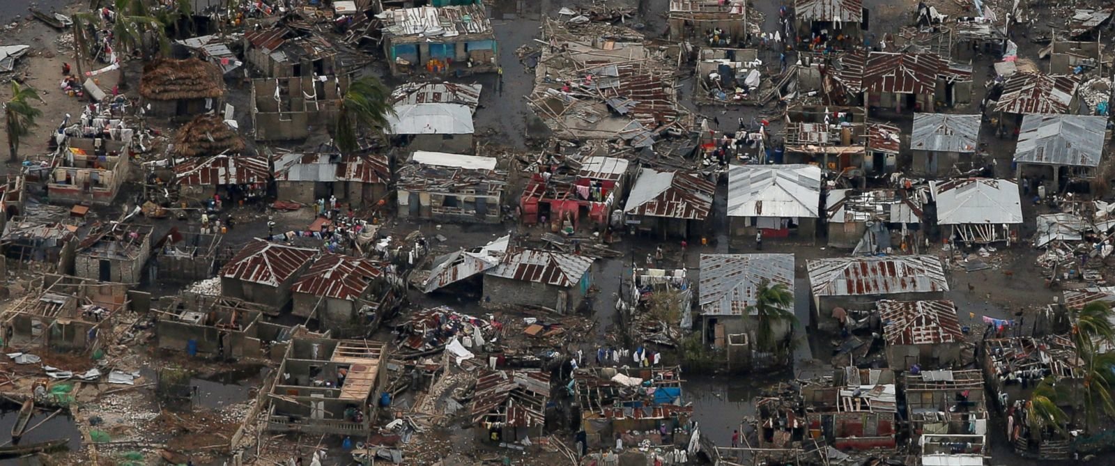 Click to enlarge Destroyed houses are seen in a village after Hurricane Matthew passes Corail, Haiti