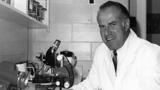 Click to enlarge Burgdorfer in his lab.