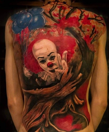 Stephen King clown tattoo