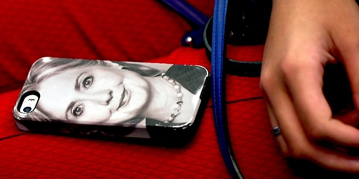 Click to enlarge hillary on phone face