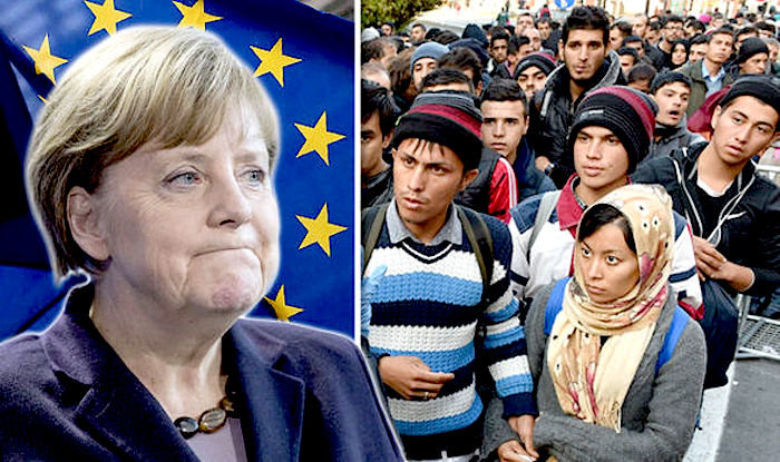 Click to enlarge Merkel and migrants