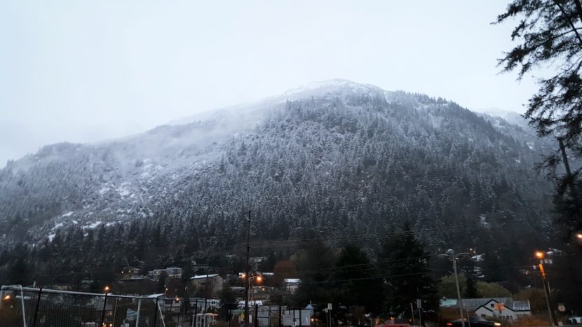 Snow covers Mount Juneau, Sunday, Oct. 16