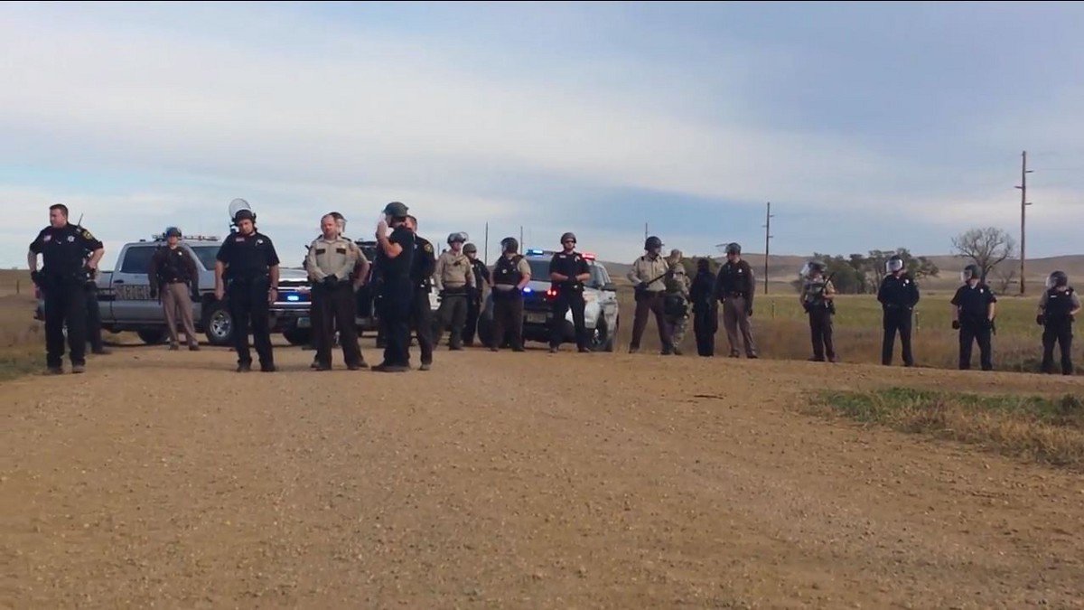 armed police standing rock