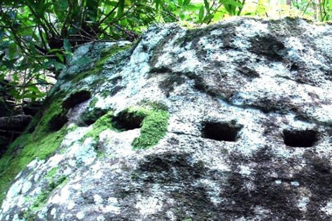 Holes in rock