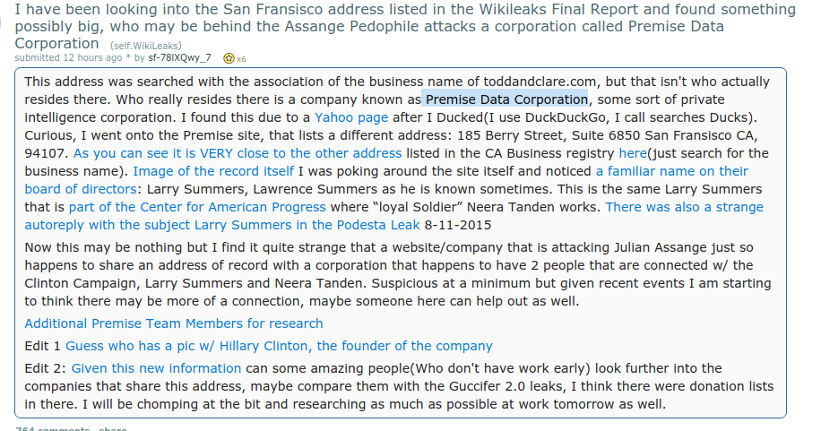 board of directors of Premise Data Corporation
