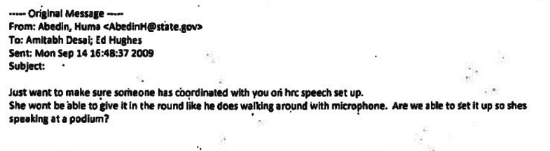 hillary podium email