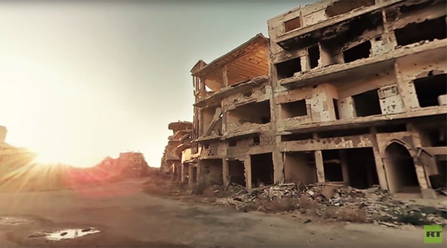 Destroyed buildings in Homs