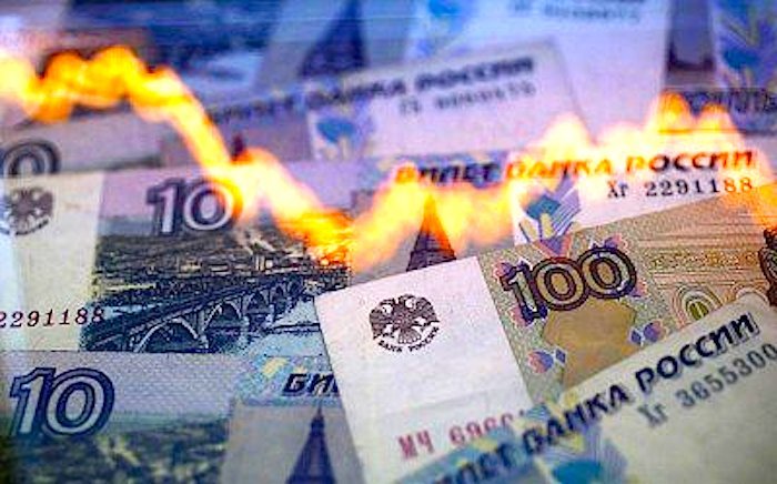 Rubles and chart line