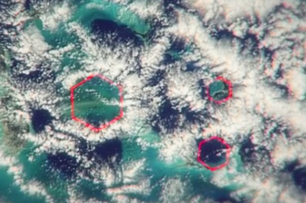 Hexagon clouds over the Bermuda Triangle 