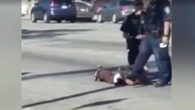 cops kick handcuffed man face pomona ca