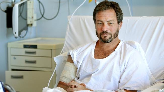 Northern Beaches man Nathan Shepherd said at first he was amazed the creature was swimming so close on Sunday afternoon – until it turned aggressive.