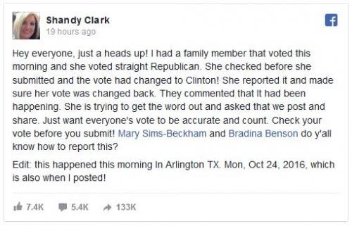 Shandy Clark Facebook post election rigging