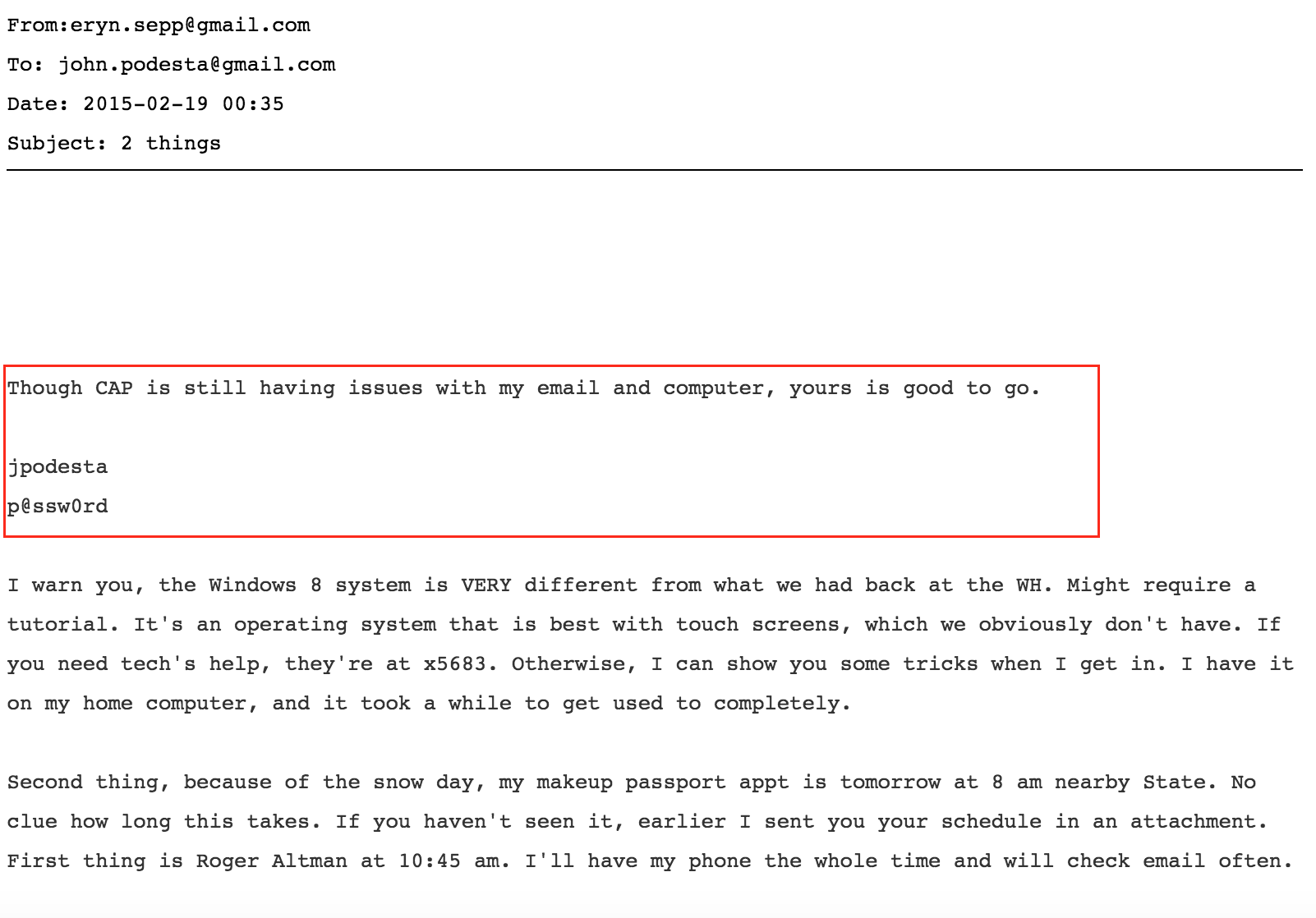 Podesta lost phone email password