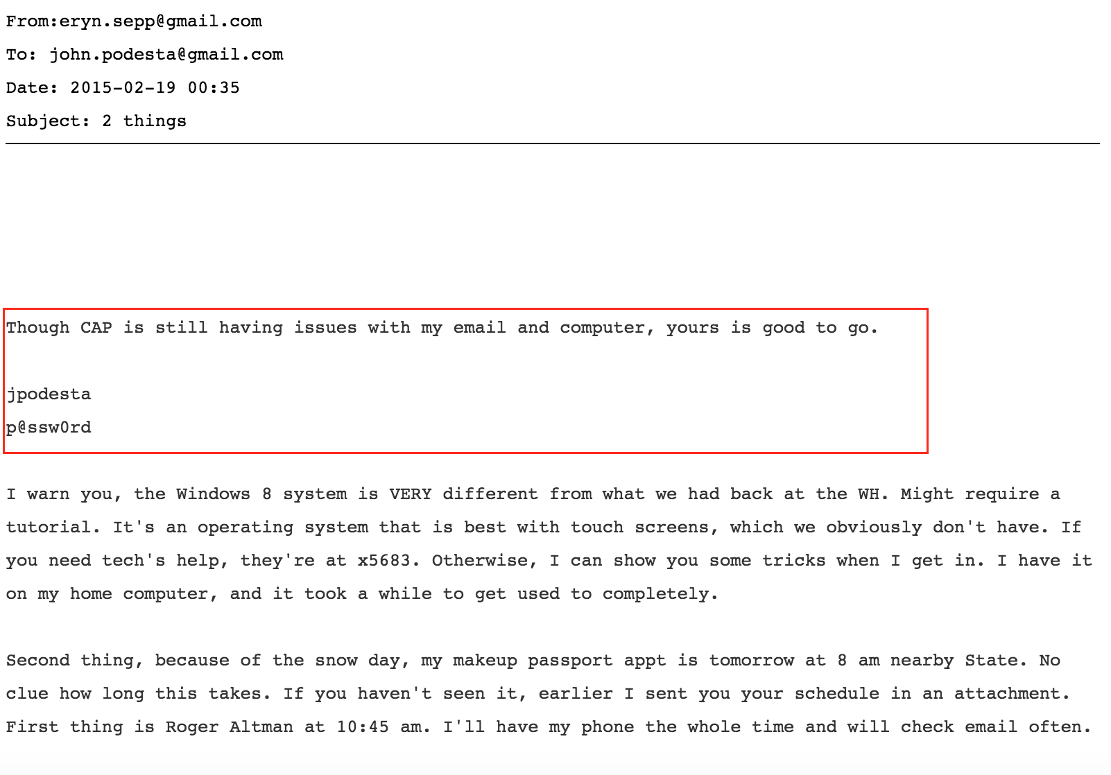Click to enlarge Podesta lost phone email password