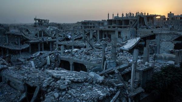 bombed Syria neighborhood