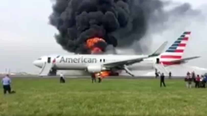 Plane Catches Fire at Chicago's O'Hare International Airport