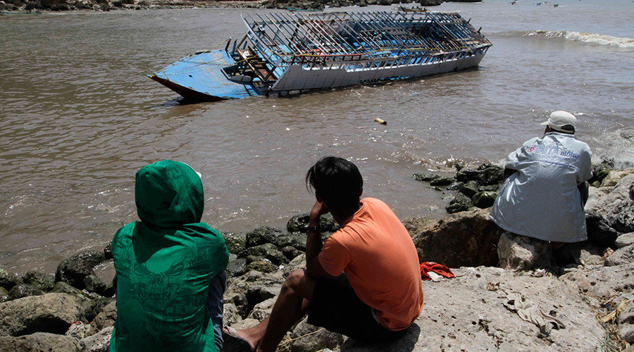 collapsed boat