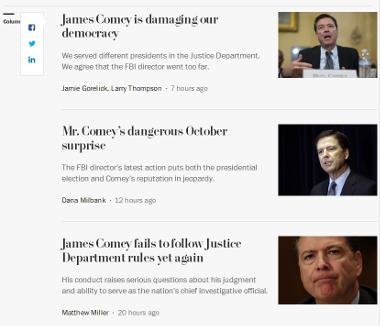 Click to enlarge Washington Post editorial page comey