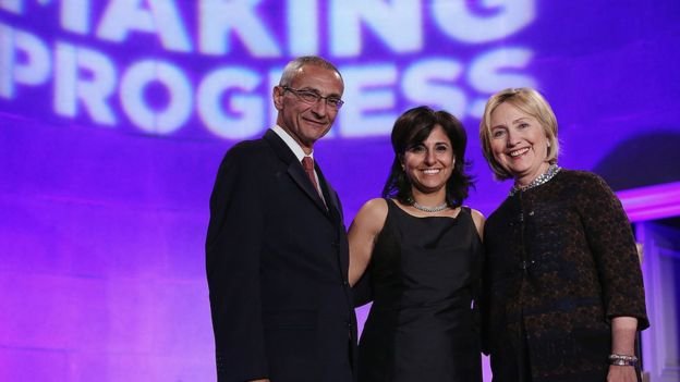 Click to enlarge John Podesta, Neera Tanden, and Hillary Clinton